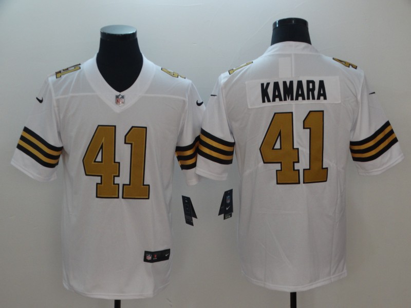 Men's New Orleans Saints Alvin Kamara #41 White Alternate Jersey